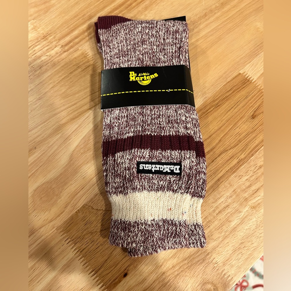 NWT Dr Martens AirWair Socks. Burgundy /Beige Heathered Men’s M/L 9-14